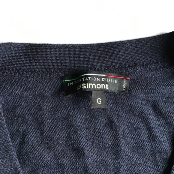 Simons 100%  extra fine merino wool navy blue Cardigan made Italy 🇮🇹 - Picture 8 of 9